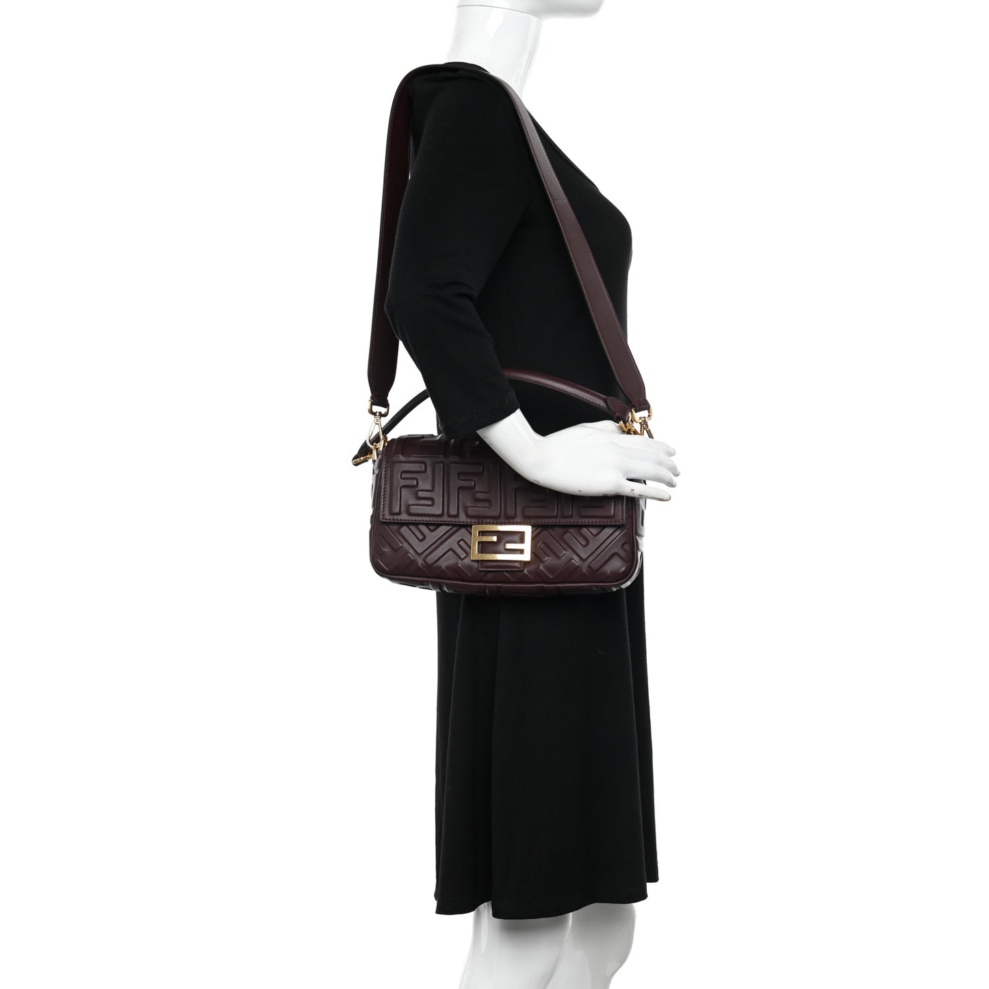Nappa FF 1974 Embossed Baguette Granata