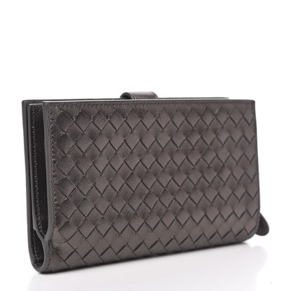 Bottega Veneta Metallic Nappa Intrecciato Continental Wallet Steel 3 of 9
