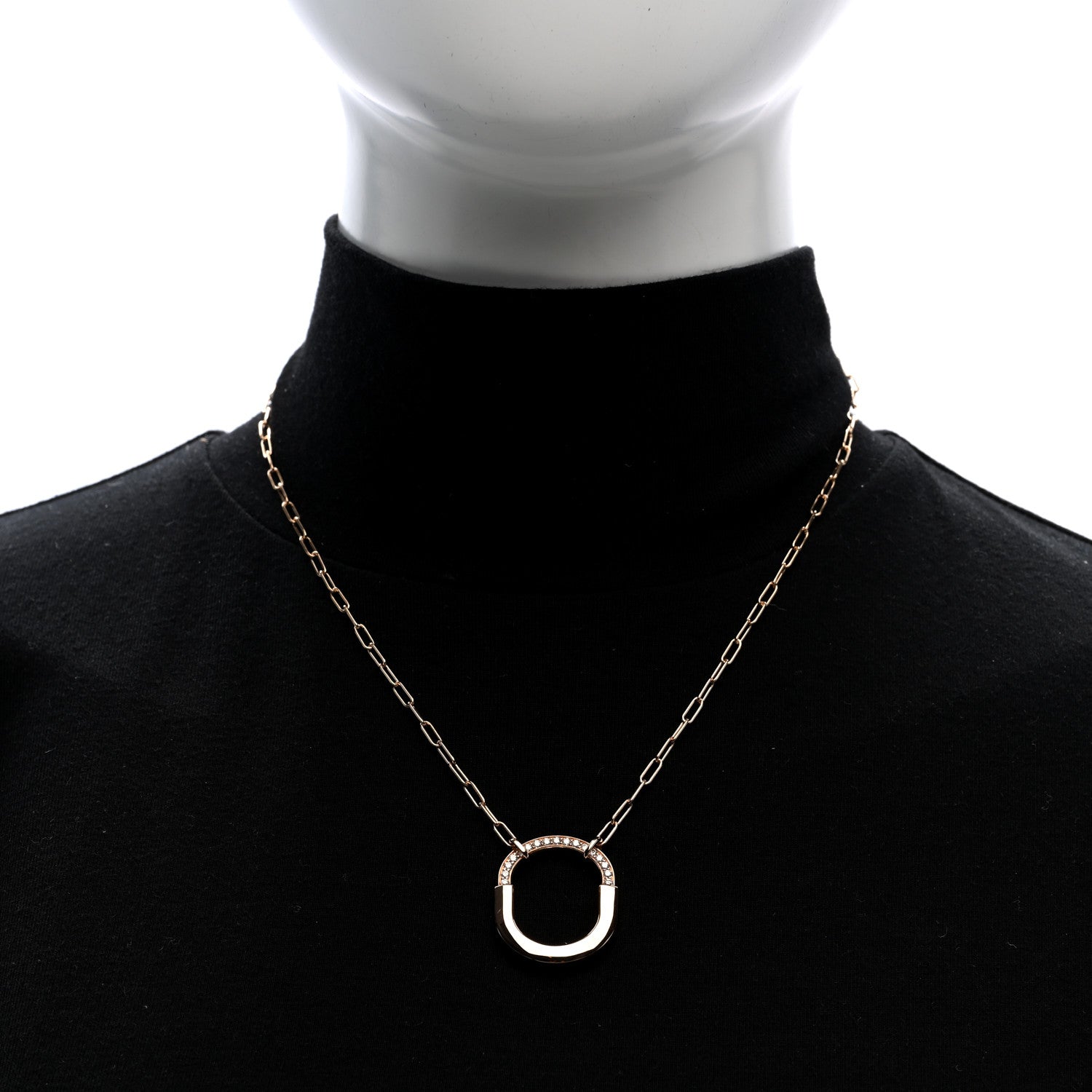 Tiffany 18K Rose Gold Diamond Medium Lock Pendant Necklace 2 of 6