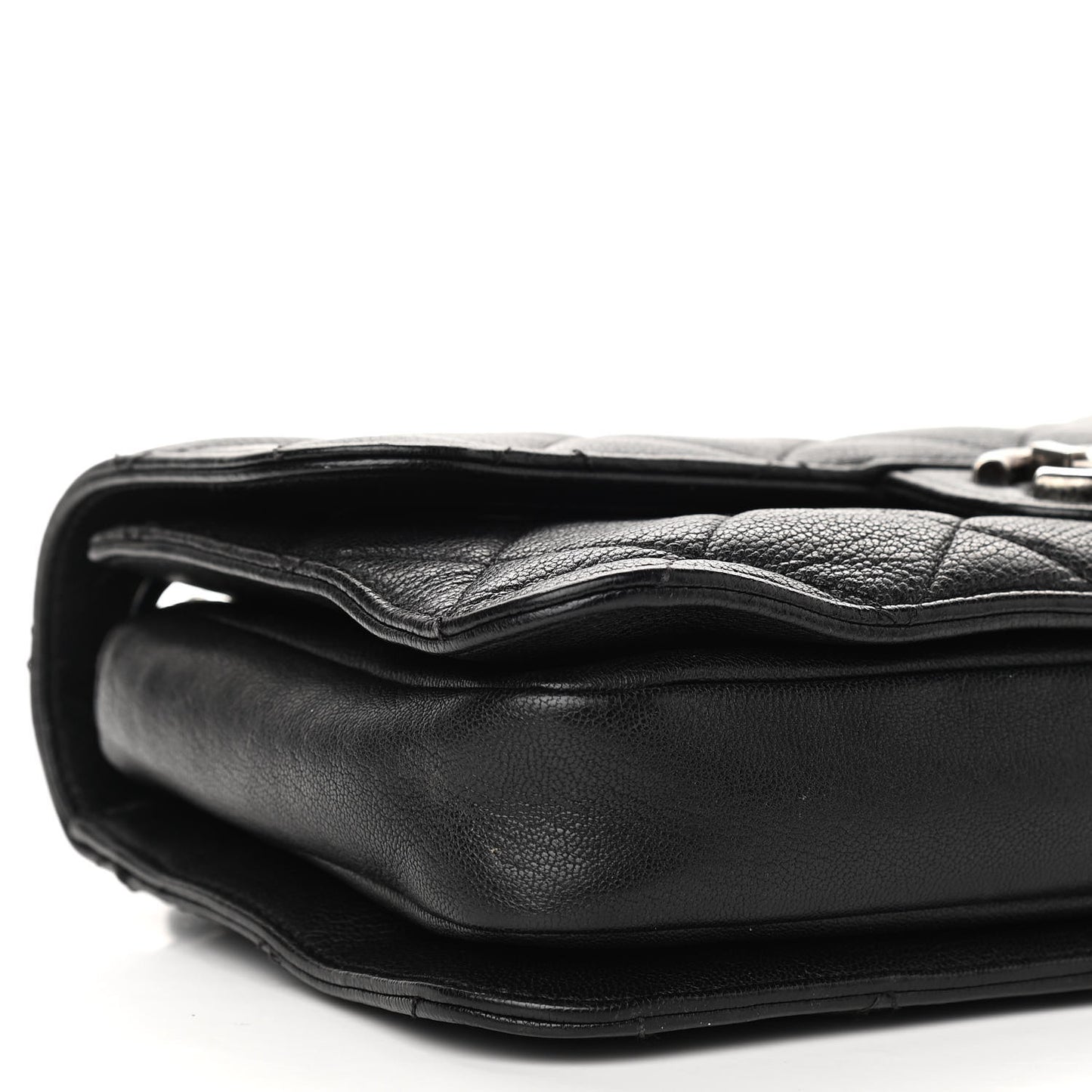 Goatskin Quilted Medium Perfect Edge Flap Black