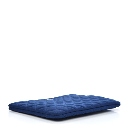 Chanel Jersey Quilted Medium Cosmetic Case Blue 4 of 8