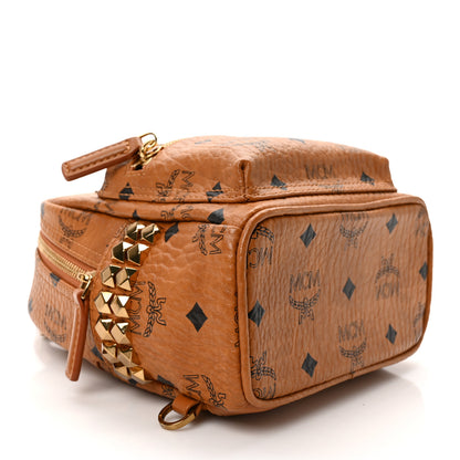MCM Visetos Side Stud X-Mini Stark Bebe Boo Backpack Cognac 4 of 9