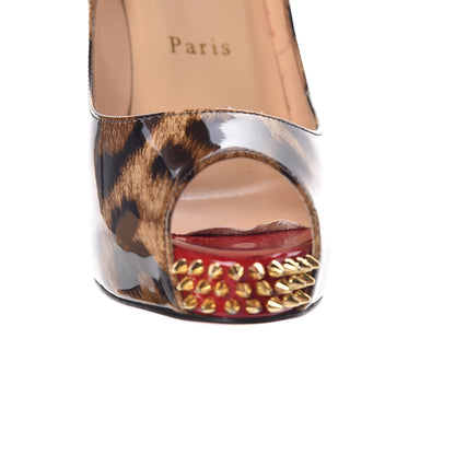 Christian Louboutin Patent Leopard New Very Prive Spikes 120 Pumps 36 Brown 8 of 14