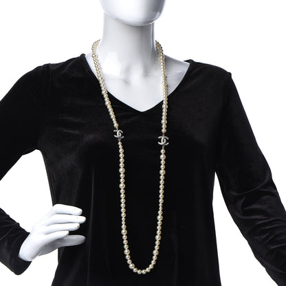 Chanel Graduated Pearl CC Long Necklace Light Gold 2 of 5