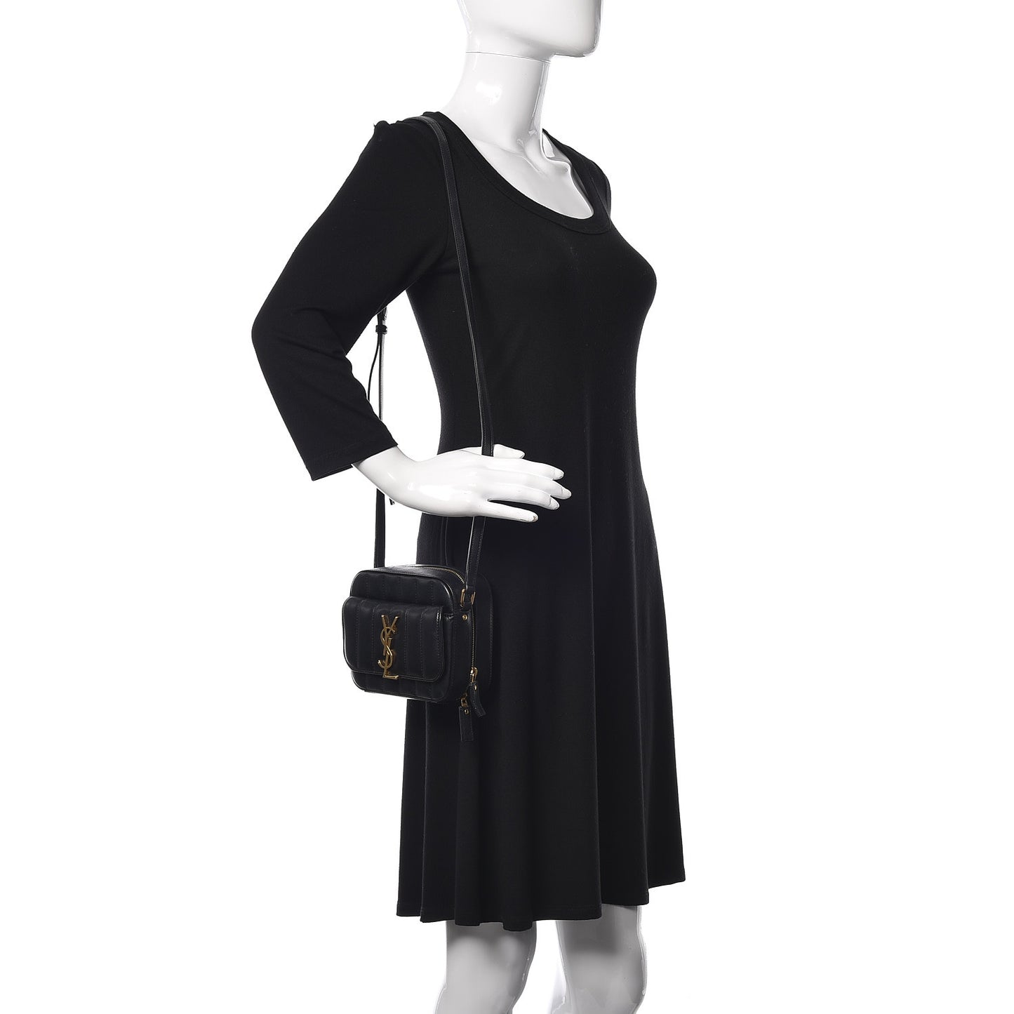 Lambskin Matelasse Monogram Toy Vicky Camera Bag Black