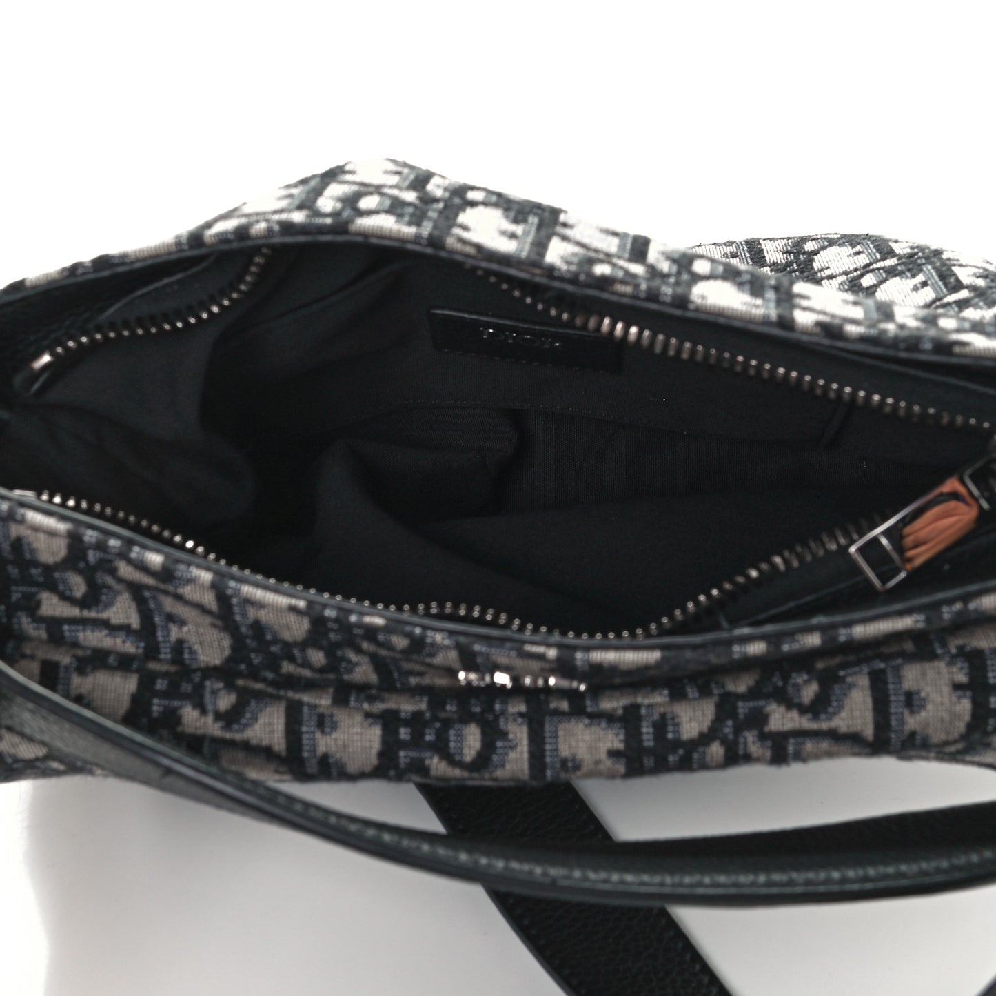 Oblique Mini Soft Saddle Bag Beige Black