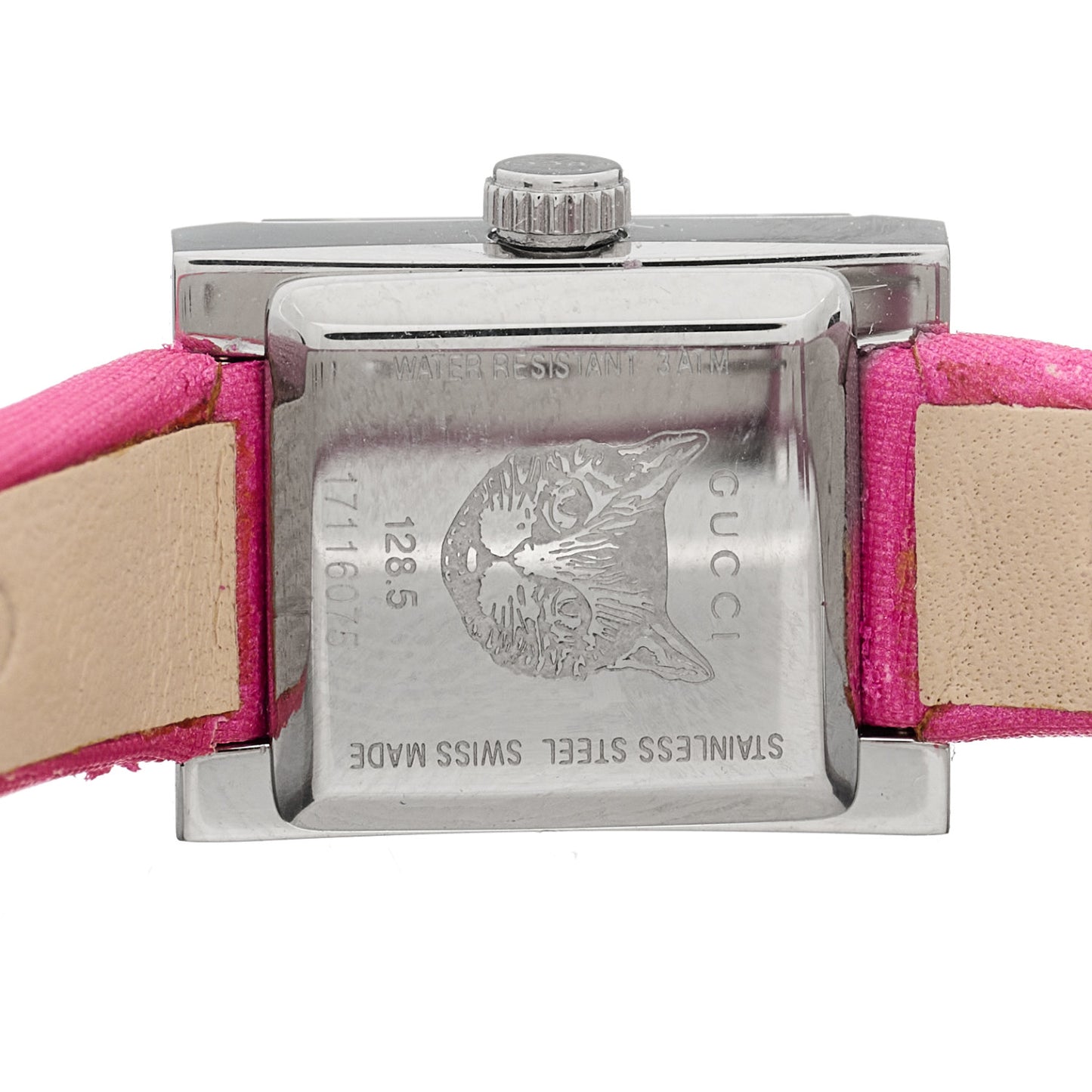 Stainless Steel Satin Pink Mother of Pearl 14mm G-Frame Square Quartz Watch Fuchsia