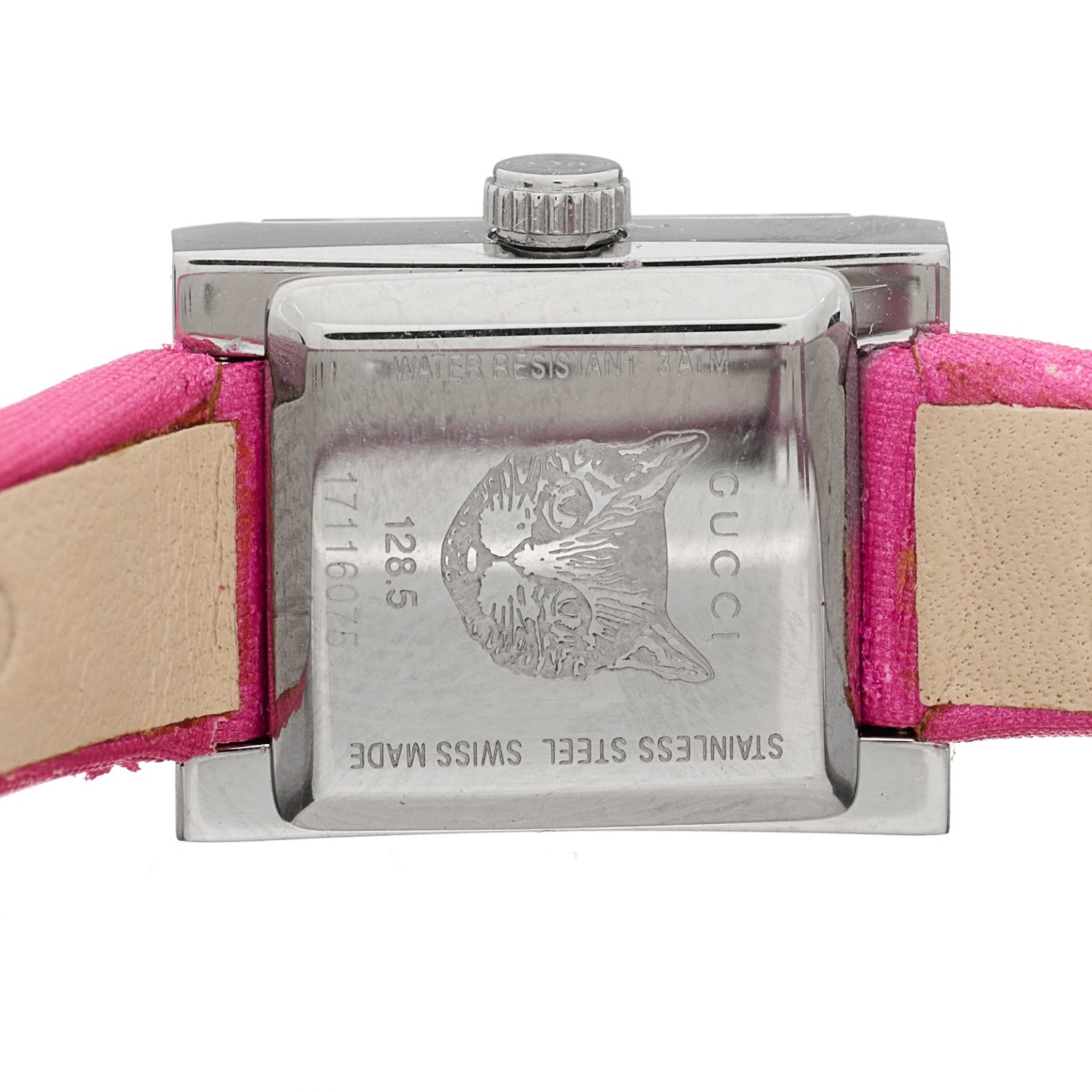 Gucci Stainless Steel Satin Pink Mother of Pearl 14mm G-Frame Square Quartz Watch Fuchsia 4 of 5