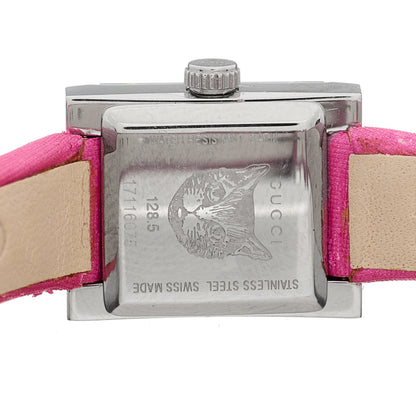 Gucci Stainless Steel Satin Pink Mother of Pearl 14mm G-Frame Square Quartz Watch Fuchsia 4 of 5