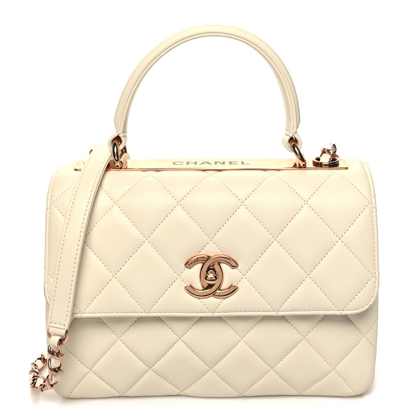 Lambskin Quilted Small Trendy CC Dual Handle Flap Bag White