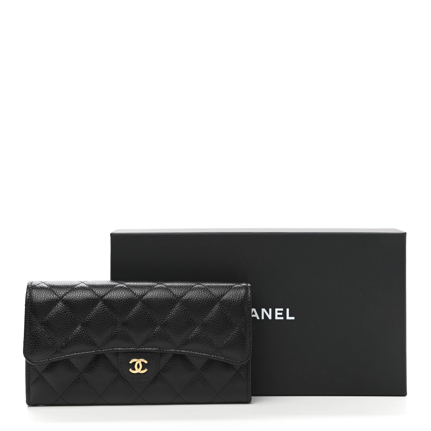 Chanel Caviar Quilted Large Gusset Flap Wallet Black 9 of 9