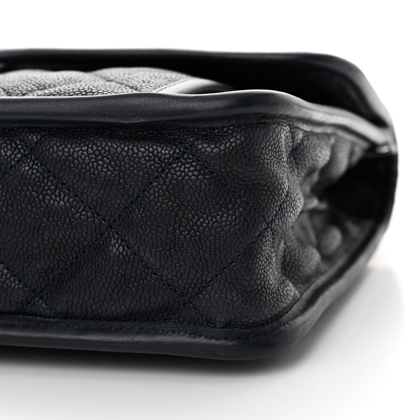 Caviar Quilted Large French Riviera Flap Navy Blue