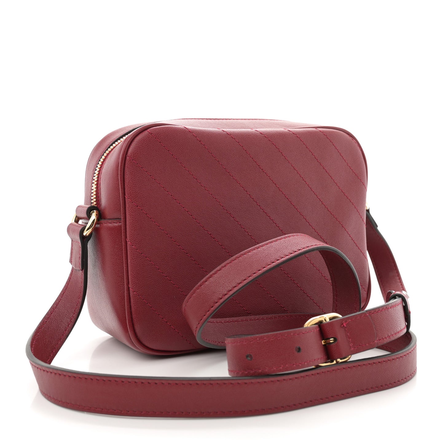 Sakai Be Green Calfskin Diagonal Stitched Small Blondie Shoulder Bag Rosso