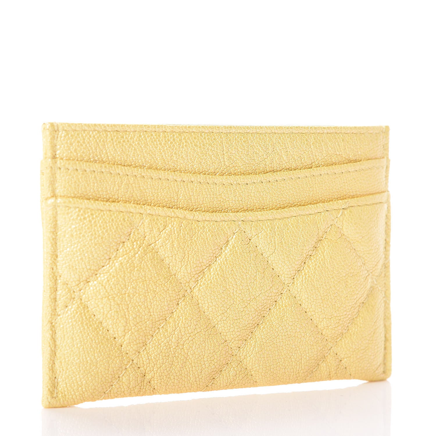 Chanel Iridescent Caviar Quilted Card Holder Yellow 3 of 9