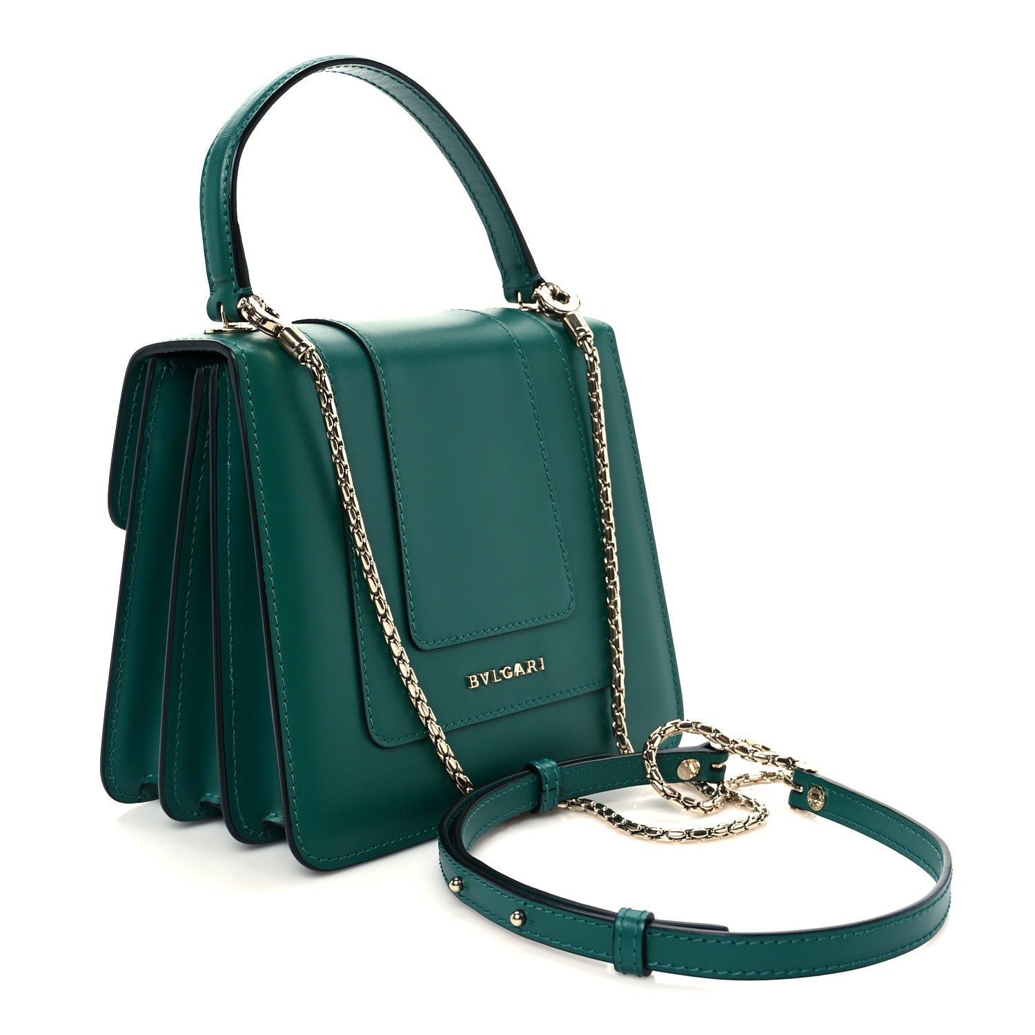 Bulgari Calfskin Serpenti Forever Top Handle Emerald Green 4 of 19