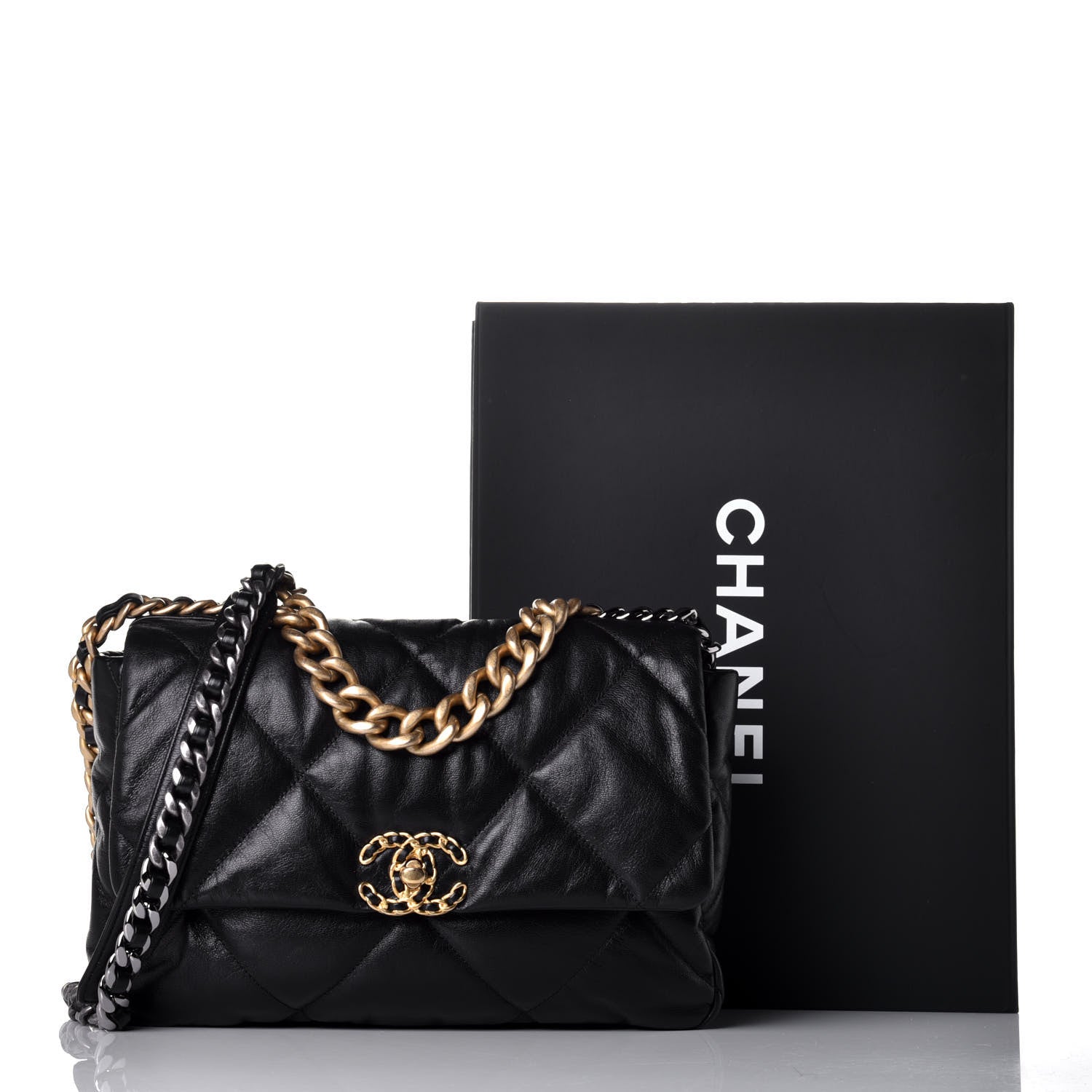 Chanel Goatskin Quilted Large Chanel 19 Flap Black 11 of 11