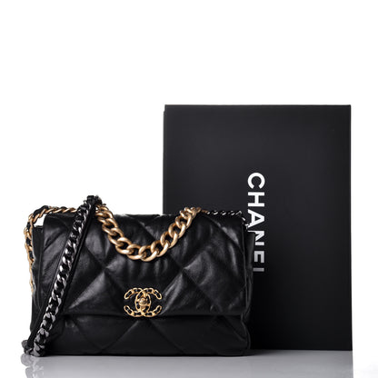 Chanel Goatskin Quilted Large Chanel 19 Flap Black 11 of 11