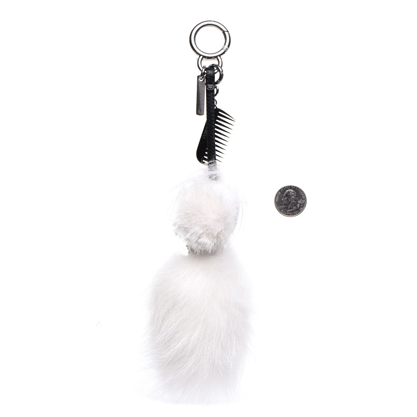 Fox Goat Mink Fur Nappa Crystal Studded Mini Karlito Tuxedo Bag Charm White Multicolor