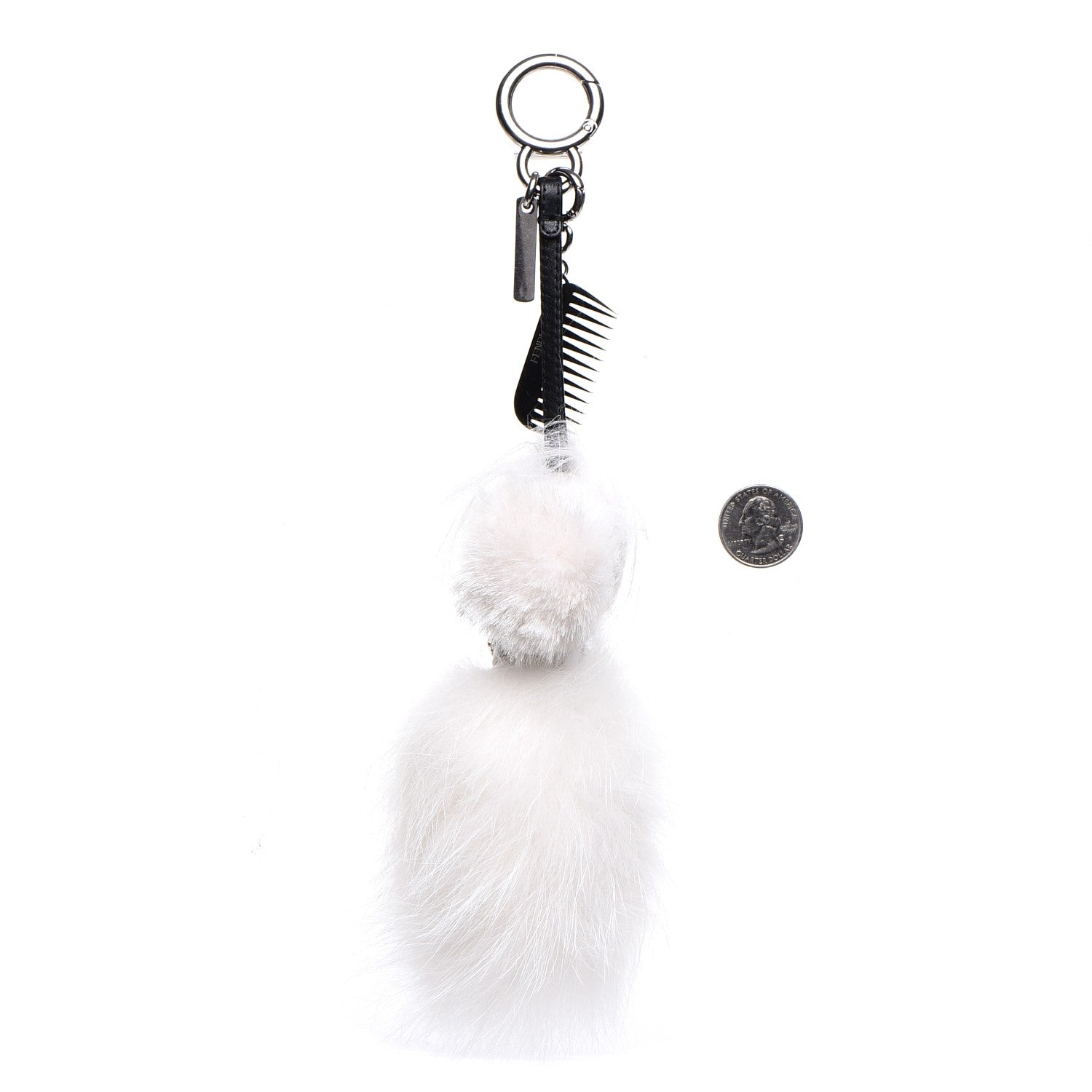 Fendi Fox Goat Mink Fur Nappa Crystal Studded Mini Karlito Tuxedo Bag Charm White Multicolor 2 of 6