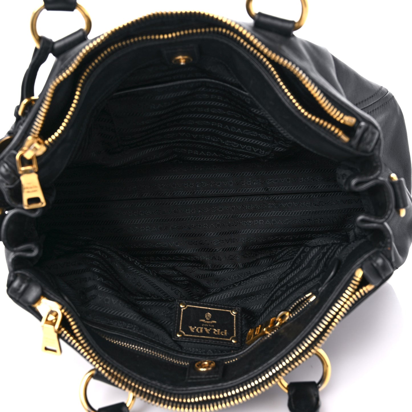Soft Calfskin Double Zip Shoulder Bag Black