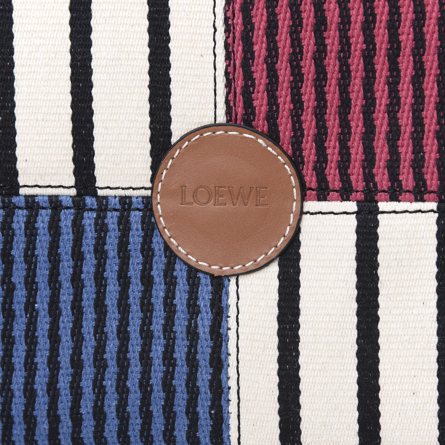 Canvas Calfskin Print Paulas Ibiza Stripes Cushion Tote Red White