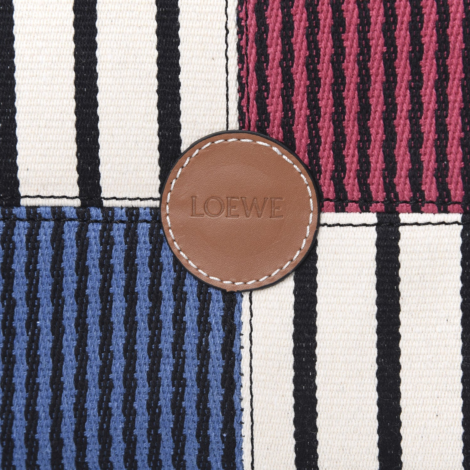 Loewe Canvas Calfskin Print Paulas Ibiza Stripes Cushion Tote Red White 8 of 9