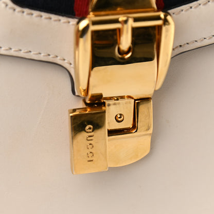 Gucci Calfskin Web Medium Sylvie Top Handle Bag White 14 of 17