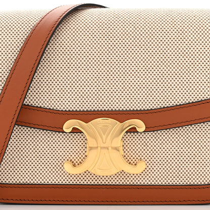 Celine Textile Natural Calfskin Teen Triomphe White Tan 8 of 10