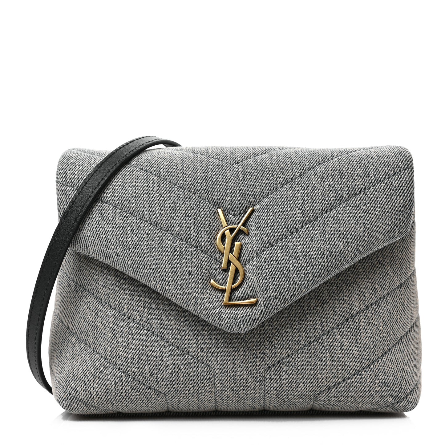 Denim Y Quilted Monogram Toy Loulou Crossbody Bag Grey