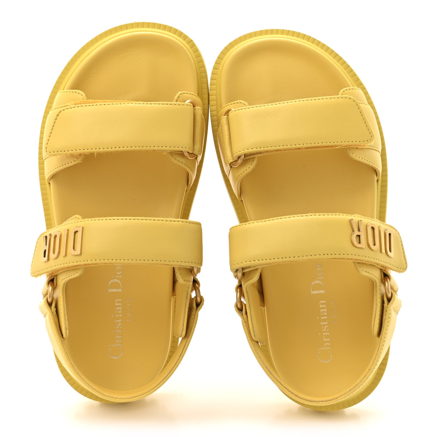 Christian Dior Lambskin Dioract 10mm Sandals 35 Yellow Guadalupe