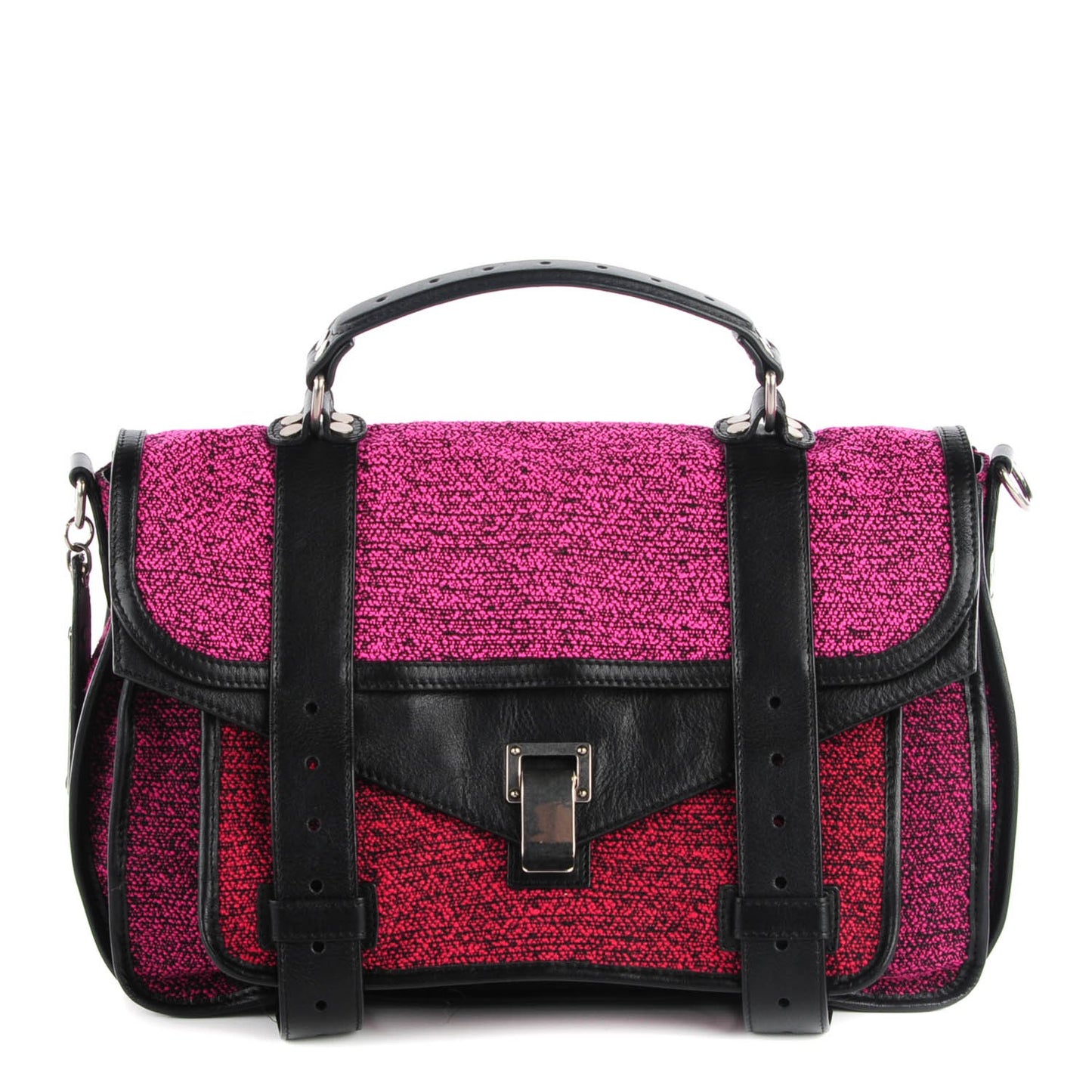 Tweed Lambskin Medium PS1 Satchel Berry Fuxia Pink