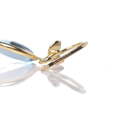 Tiffany 18K Yellow Gold Blue Topaz Paloma Picasso Olive Leaf Drop Earrings 3 of 3