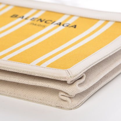 Balenciaga Cotton Canvas Striped Pochette Crossbody Bag Yellow 14 of 14