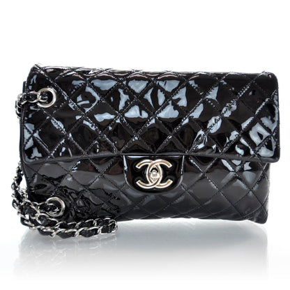 Chanel Patent Upside Down Flap Bag Black 1 of 9