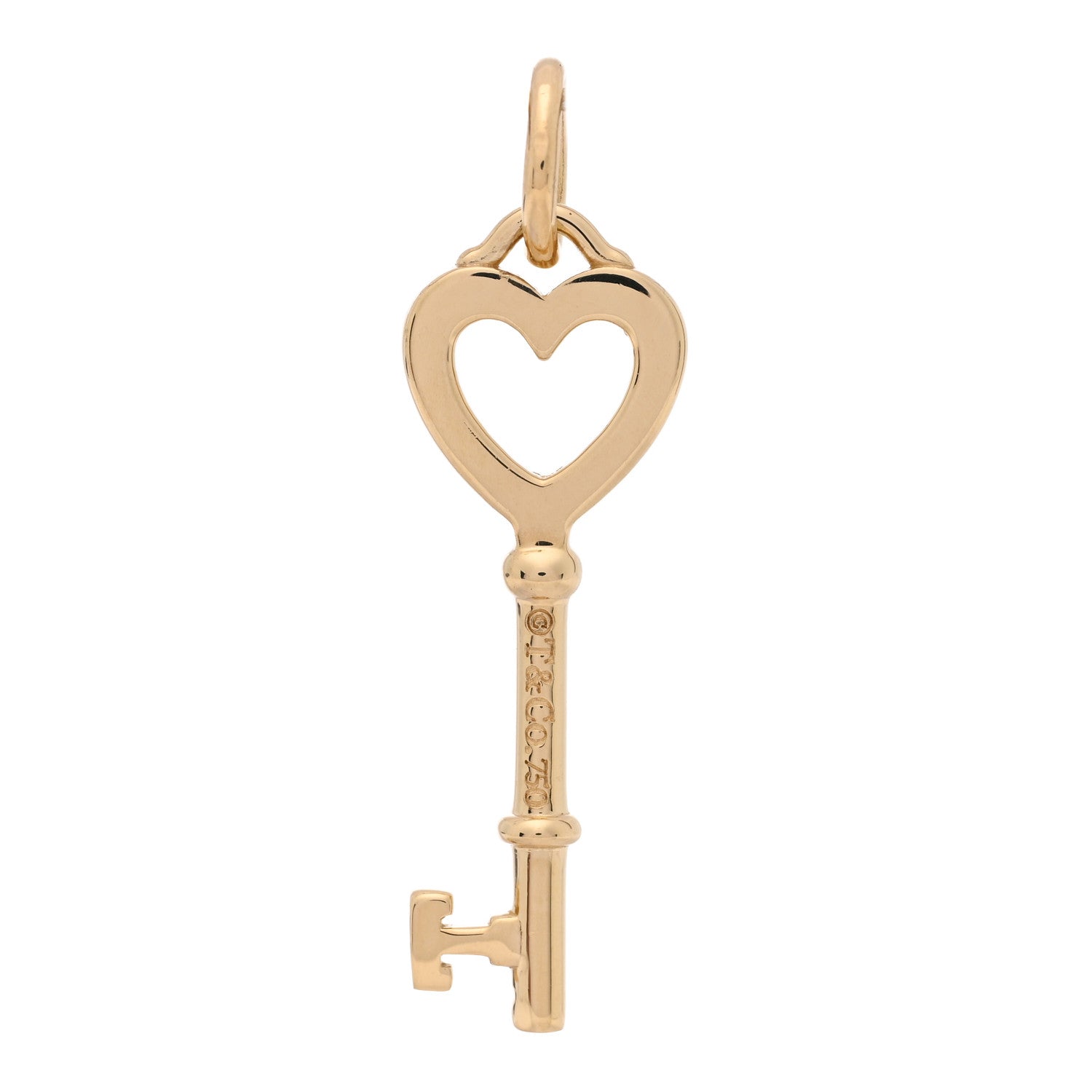 Tiffany 18K Yellow Gold Mini Heart Key Pendant Necklace 3 of 3
