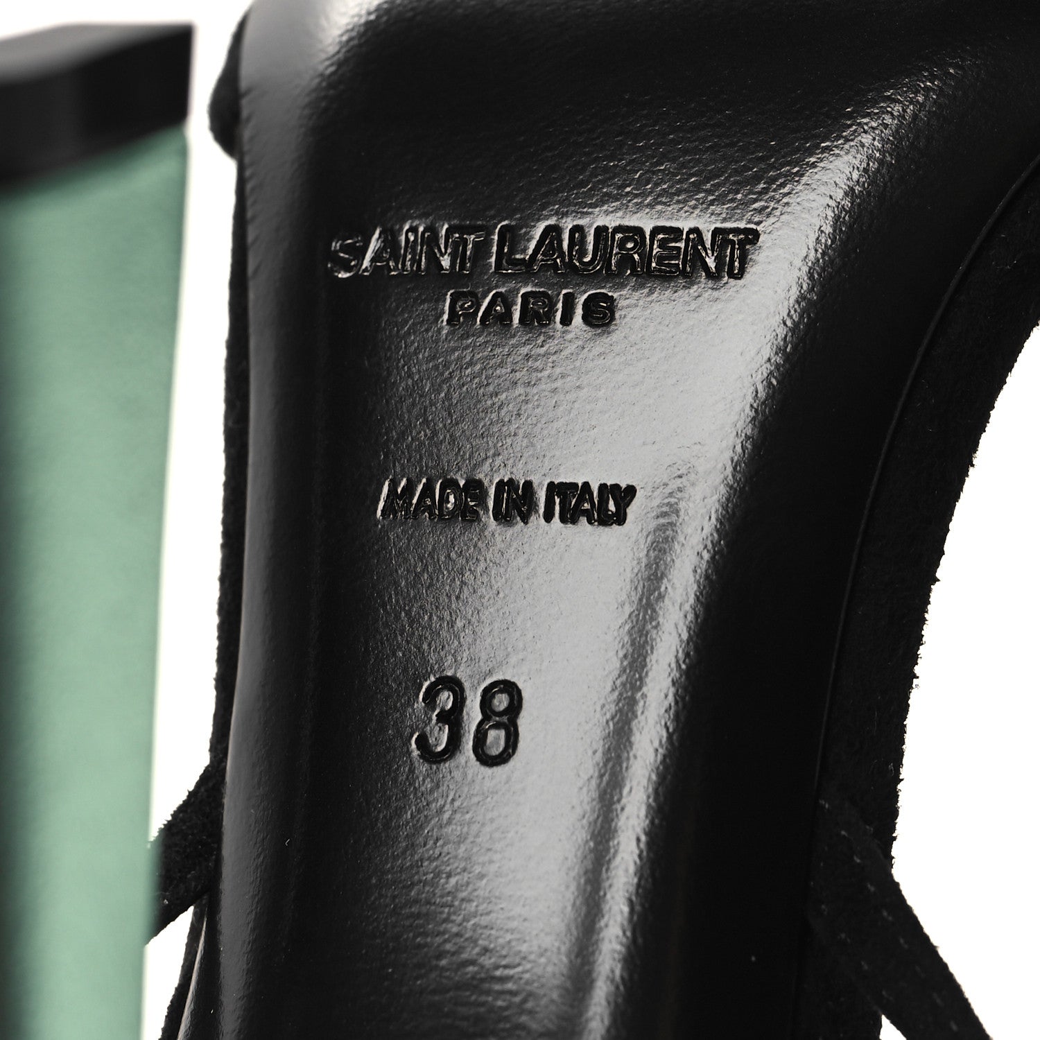 Saint Laurent Suede Paz 105 Ankle Strap Sandals 38 Hope Green 7 of 9