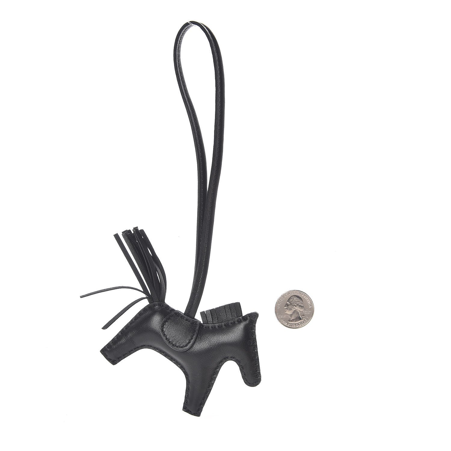 Hermes Milo Lambskin Grigri Rodeo Horse Bag Charm PM So Black 2 of 5
