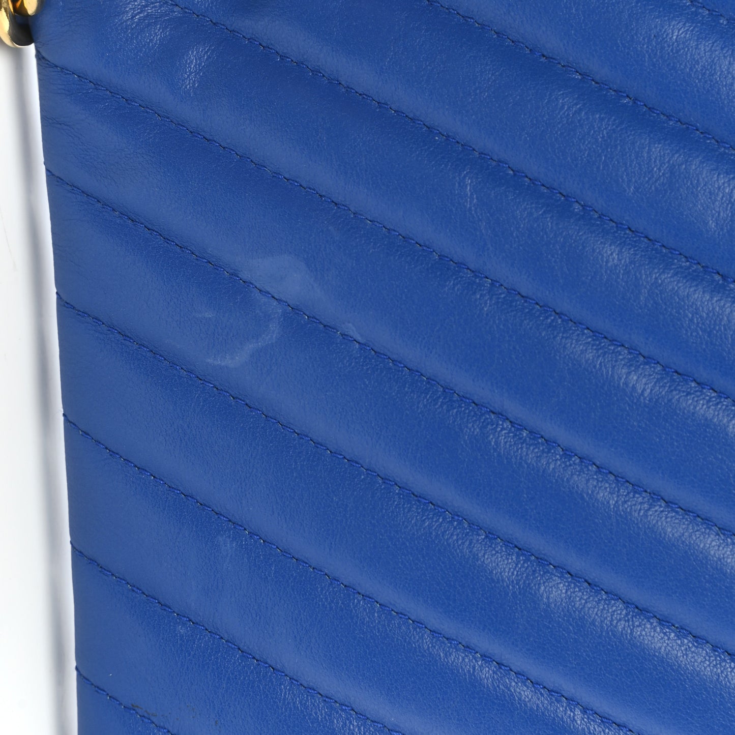 Calfskin Matelasse Chevron Monogram Zip A5 Pouch Blue Majorelle