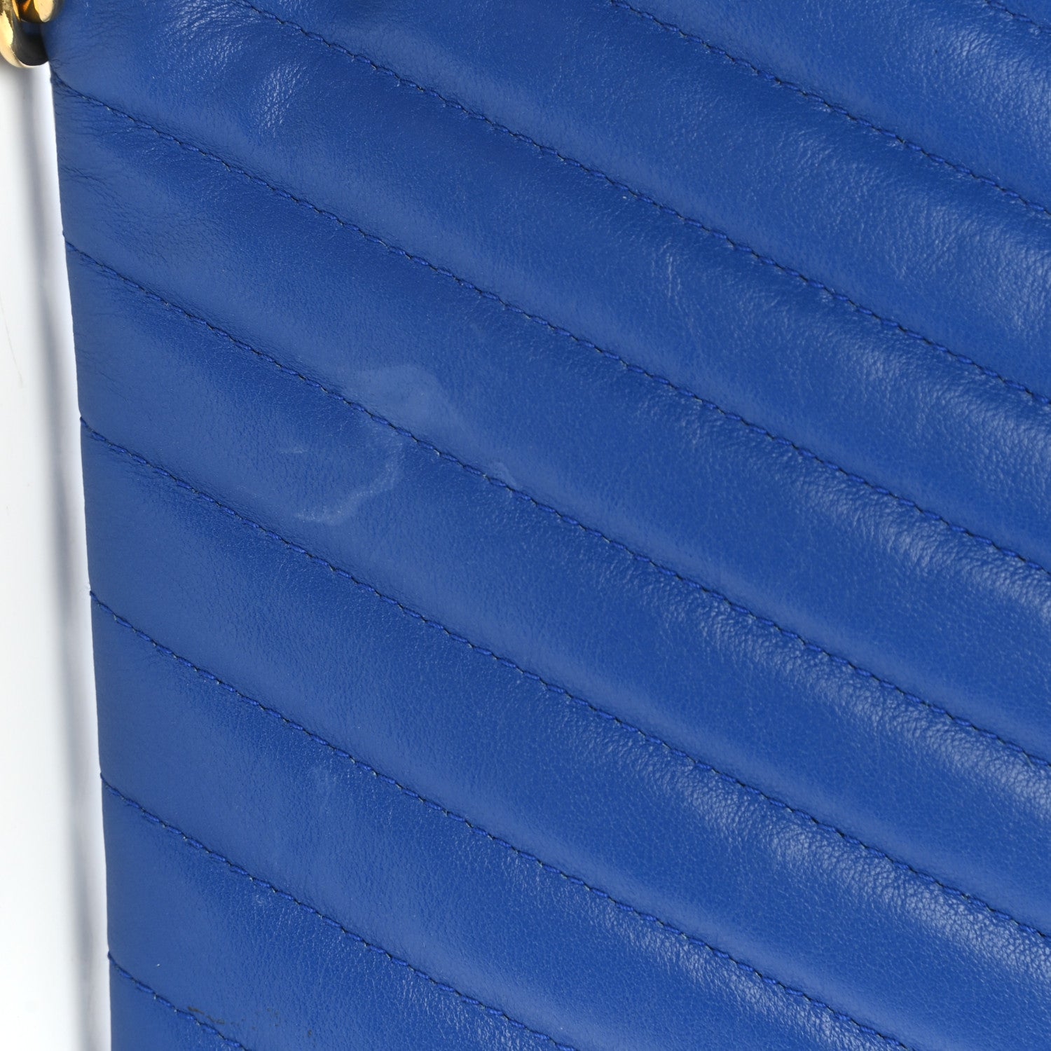 Saint Laurent Calfskin Matelasse Chevron Monogram Zip A5 Pouch Blue Majorelle 8 of 11