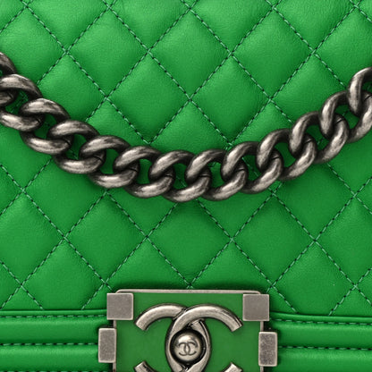 Chanel Metallic Calfskin Quilted Medium Boy Flap Green 8 of 11