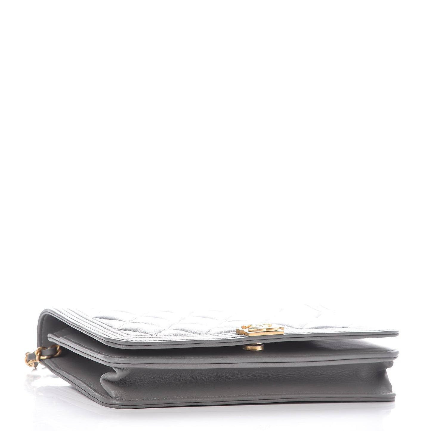 Lambskin Quilted Boy Wallet On Chain WOC Grey