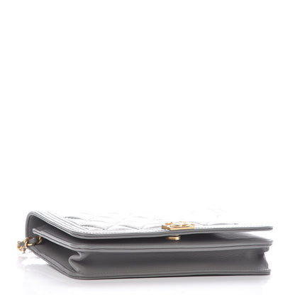 Chanel Lambskin Quilted Boy Wallet On Chain WOC Grey 4 of 11