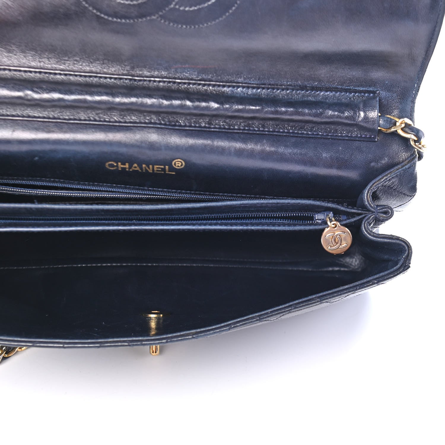 Chanel Lambskin Quilted Medium Single Flap Navy 4 of 8