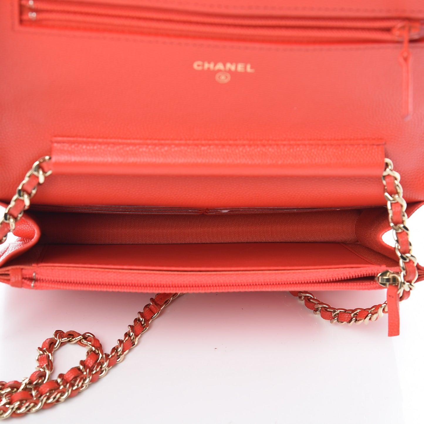Caviar Quilted Wallet on Chain WOC Red