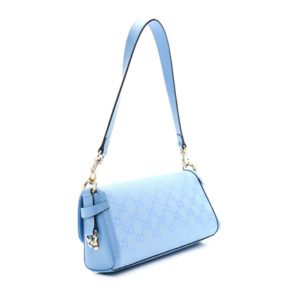 Gucci GG Monogram Textured Dollar Calfskin Small Luce Shoulder Bag Blue 3 of 10