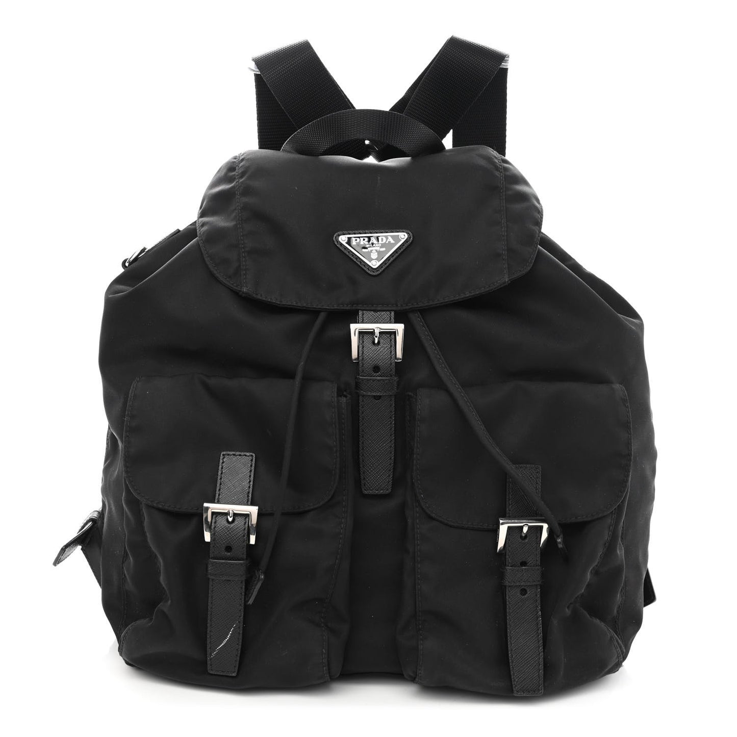 Tessuto Nylon Saffiano Medium Backpack Black