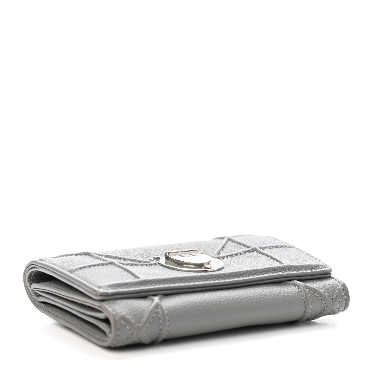 Grained Calfskin Cannage Diorama Elancee Wallet Grey