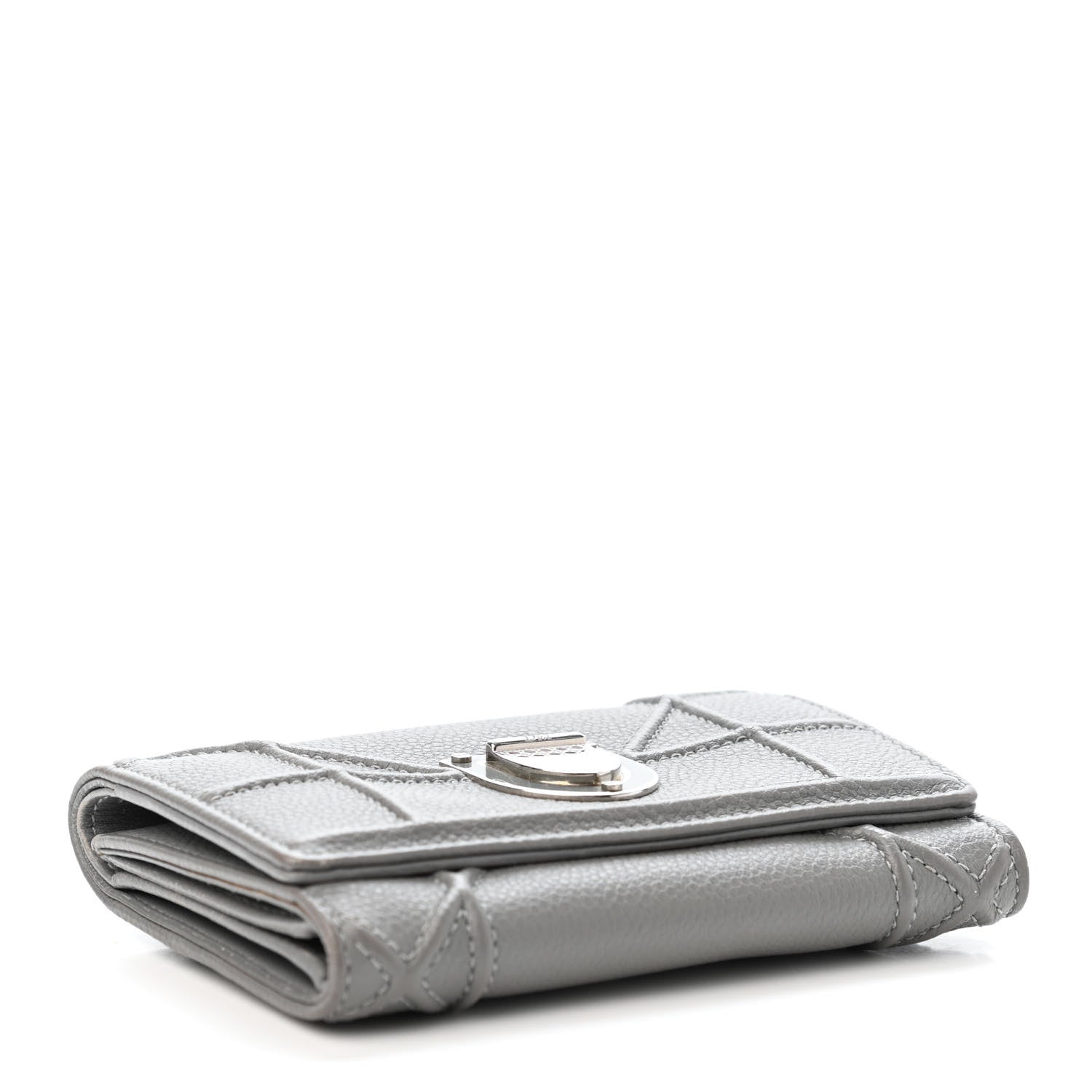 Christian Dior Grained Calfskin Cannage Diorama Elancee Wallet Grey 3 of 4