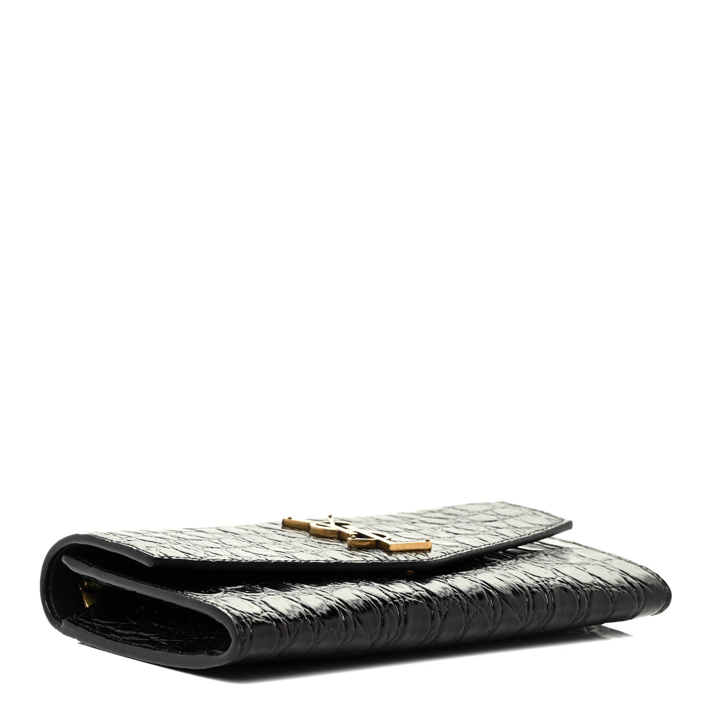 Calfskin Crocodile Embossed Monogram Uptown Chain Wallet Fondente
