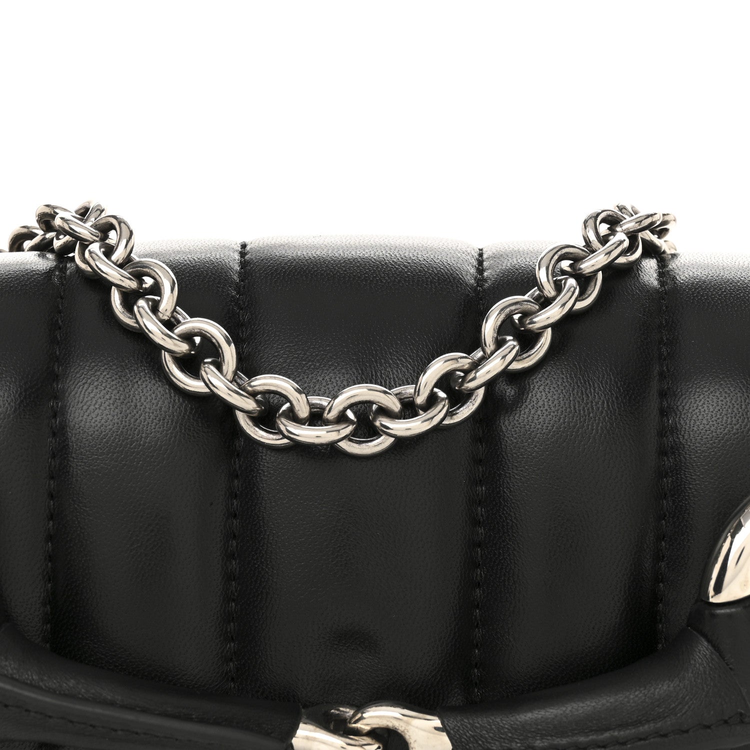 Gucci Nappa Vertical Matelasse Small Maxi Horsebit Chain Shoulder Bag Black 8 of 13